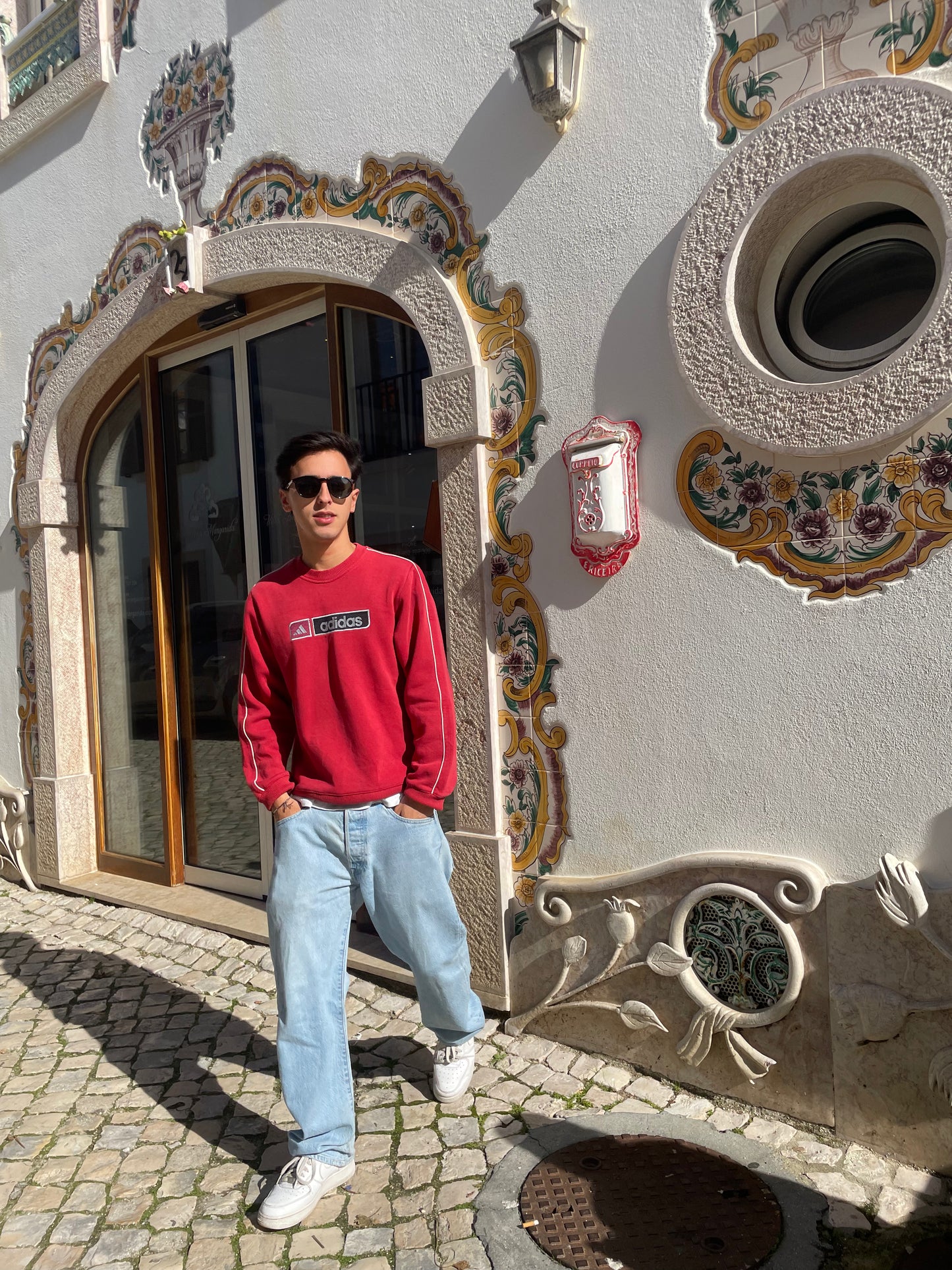 Vintage Red Adidas Crewneck - S