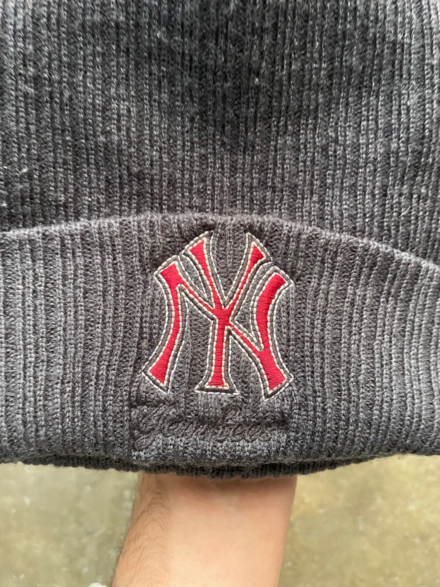 NY Yankees X Adidas Grey & Red Beanie