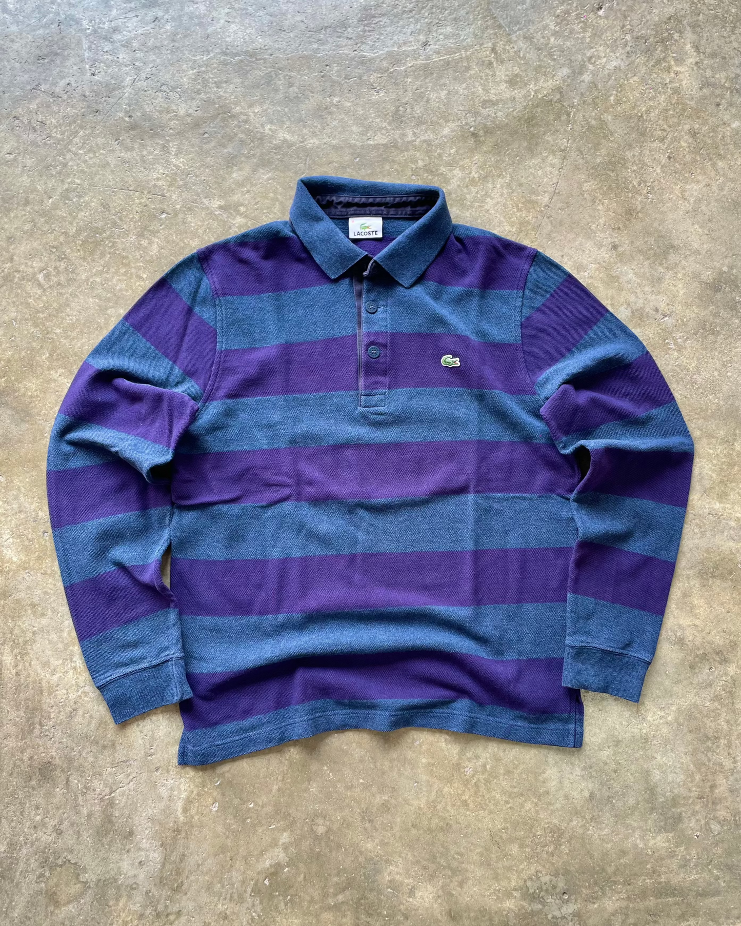 Lacoste Long Sleeve Blue/Purple Polo - M