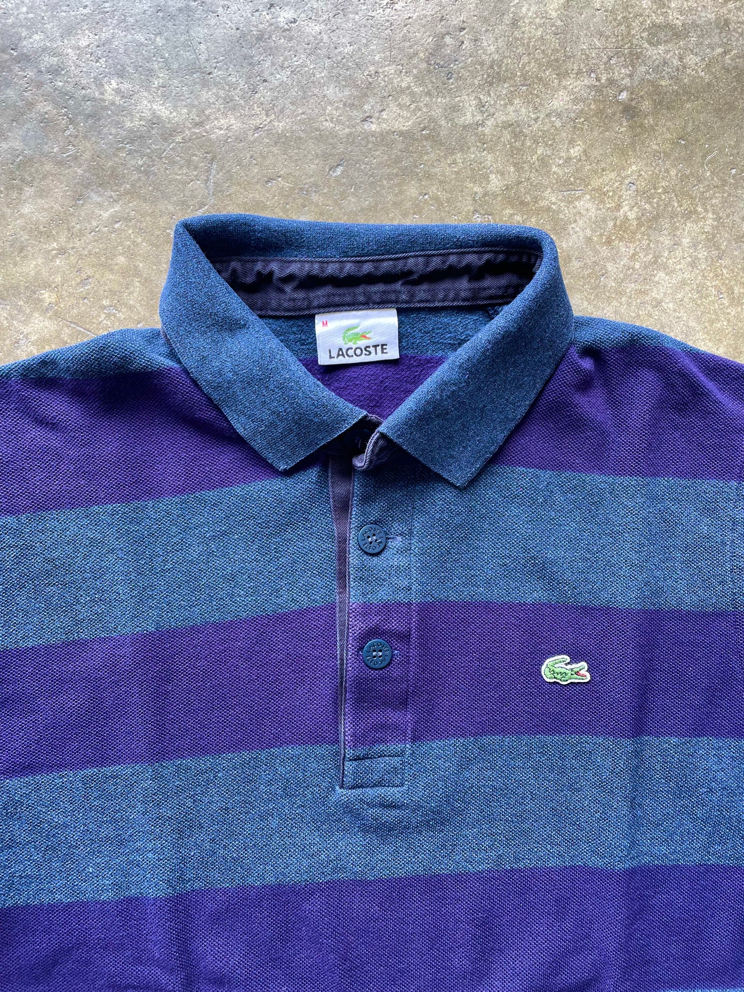 Lacoste Long Sleeve Blue/Purple Polo - M