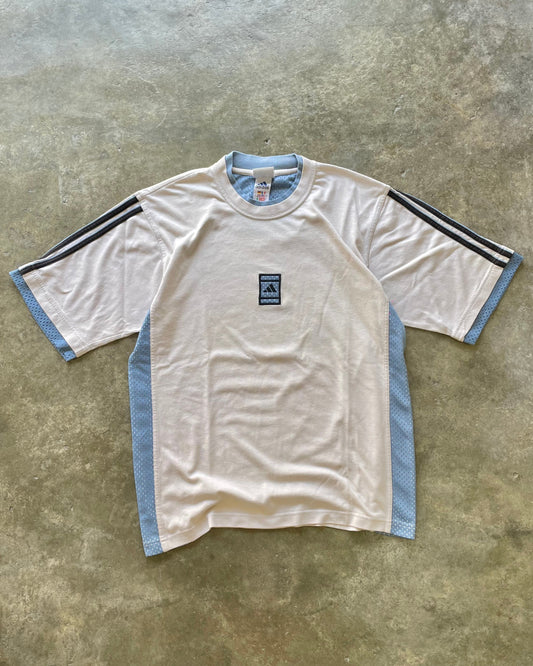 Adidas Vintage Bege & Light Blue T-shirt - M