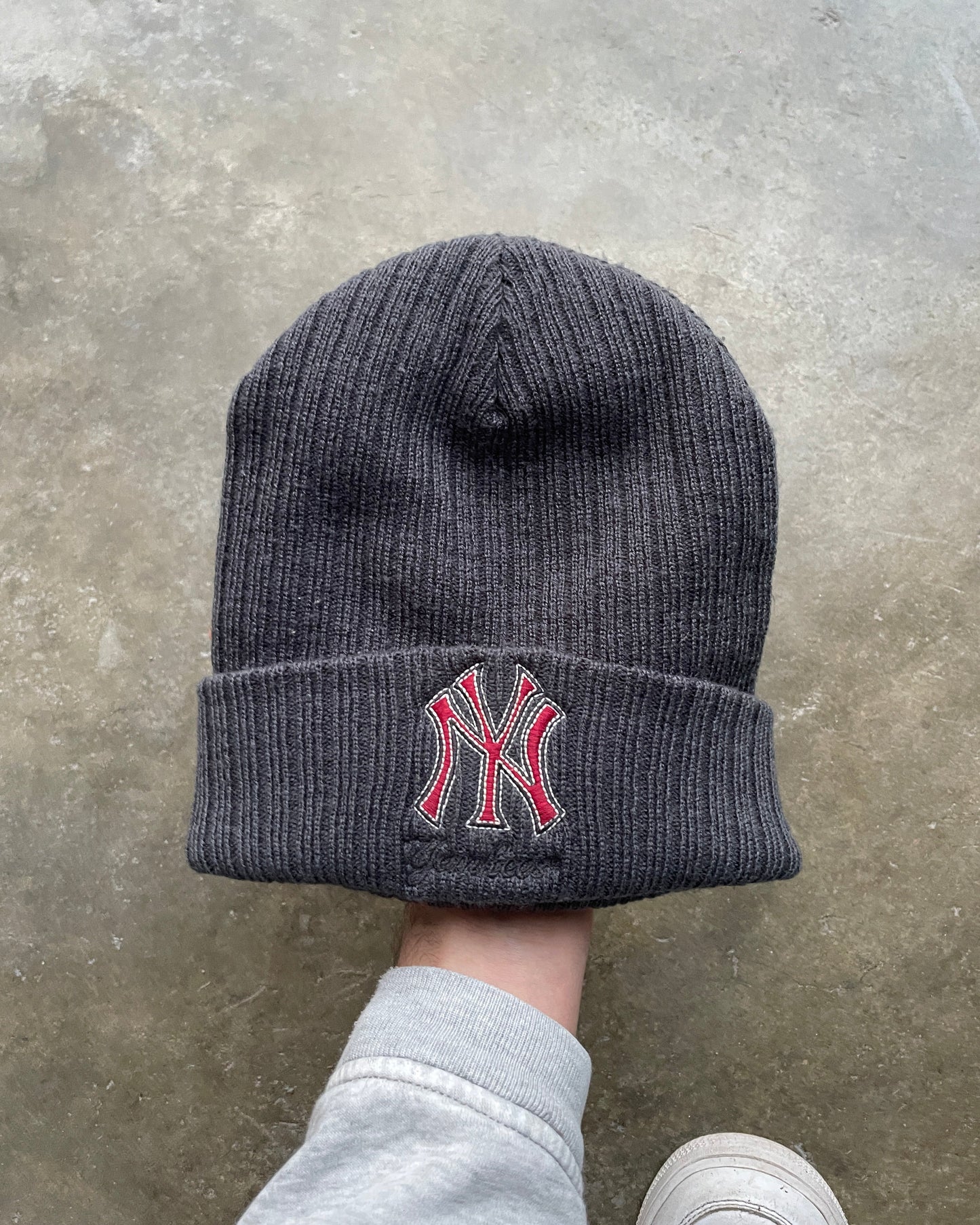 NY Yankees X Adidas Grey & Red Beanie