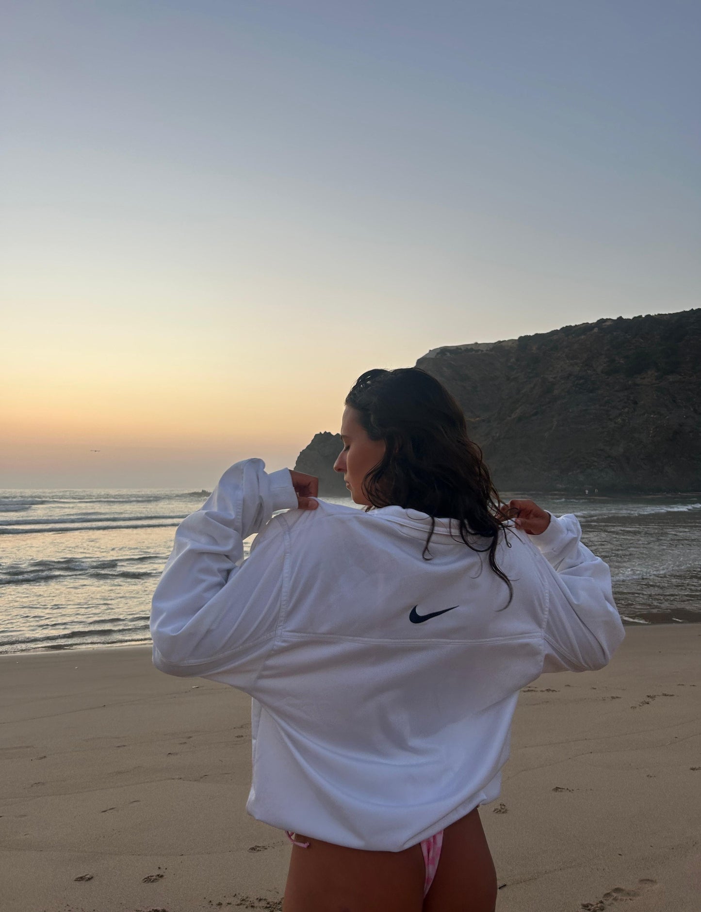 Nike Vintage White & Black Track Jacket - M
